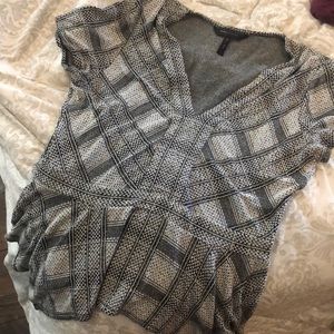 BCBGMaxAzria Black and White Peplum Top